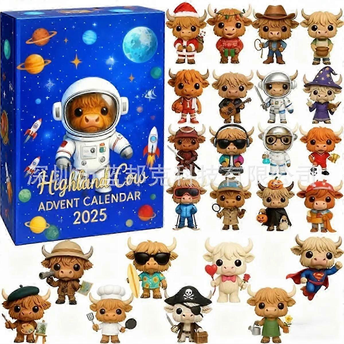 Highland Cow Advent Calendar 2025 Highland Cow Astronaut Advent Calendar Box