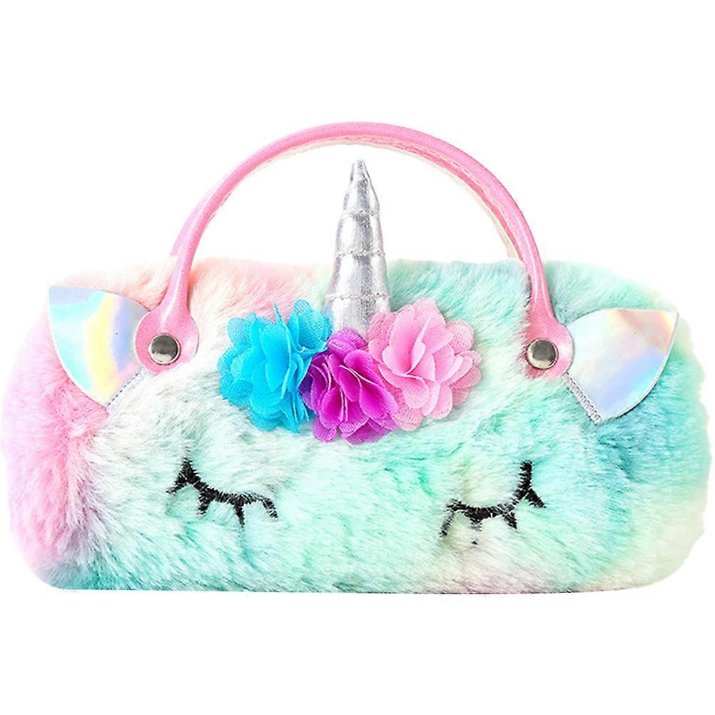 Eye Glasses Case Unicorn-Shaped Plush Eyeglass Storage Dustproof Protective 1Pcs