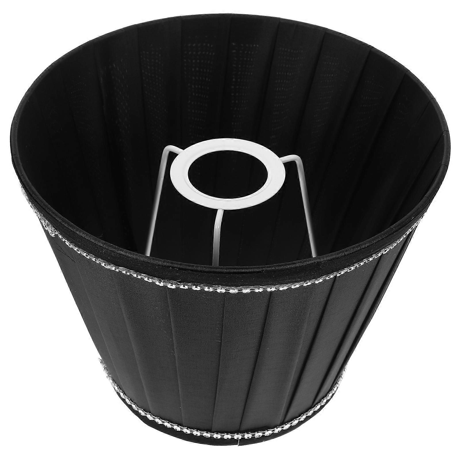 Lamp Shade Pleated E27 Light Cover for Table Lamp 2Pcs Black