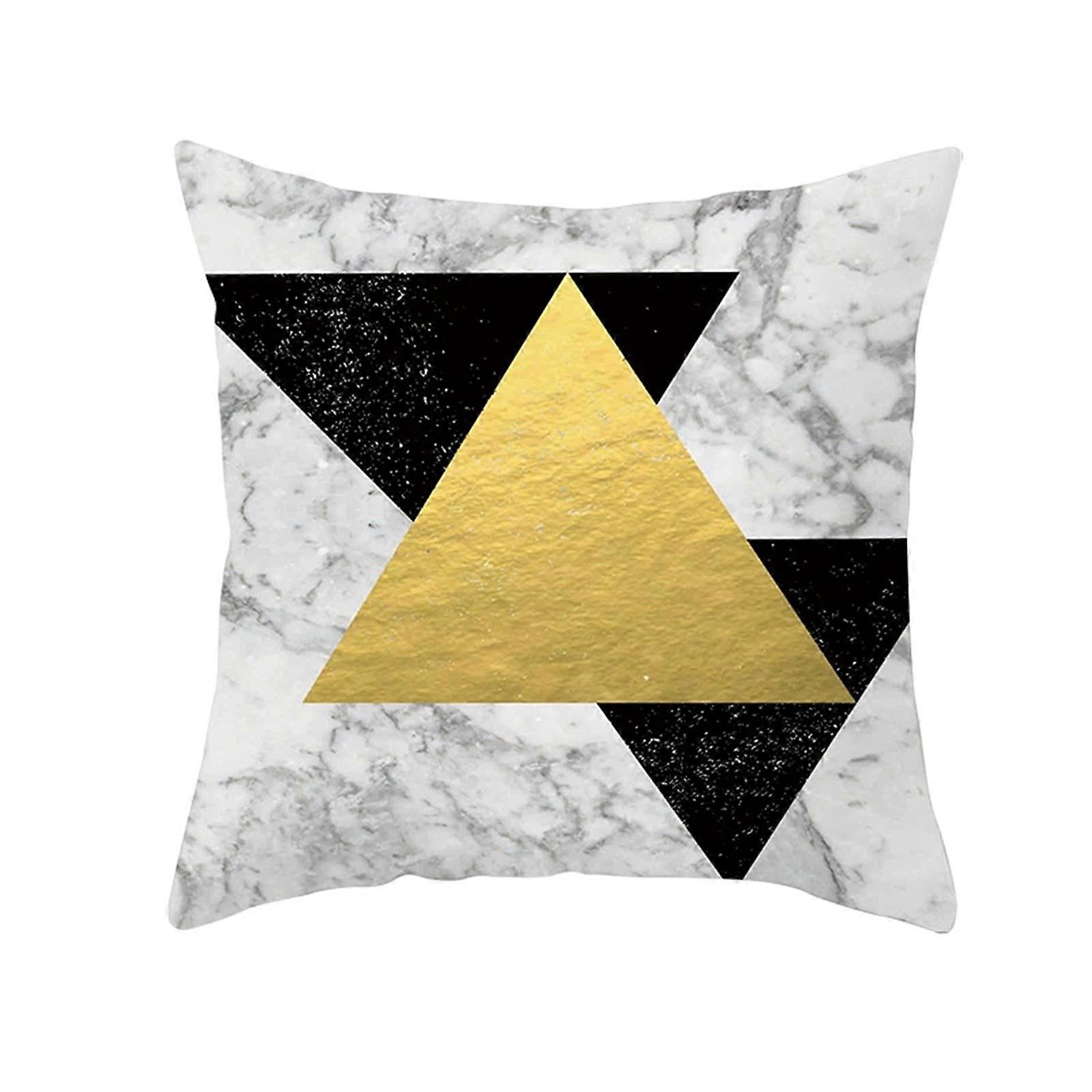 Throw Pillow Covers for Kids Polyester 20x20 Inch 50x50CM Marble Triangular Pattern Black Yellow