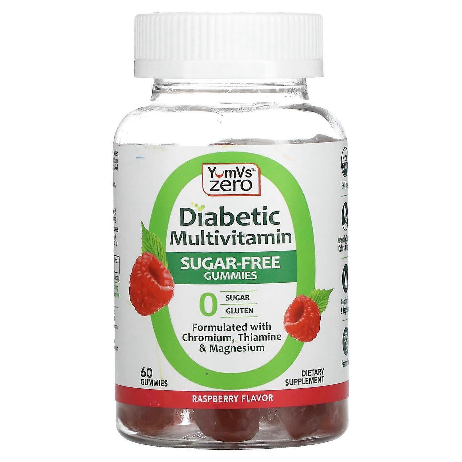 Yum-Vs, Diabetic Multivitamin, Sugar Free, Raspberry, 60 Gummies