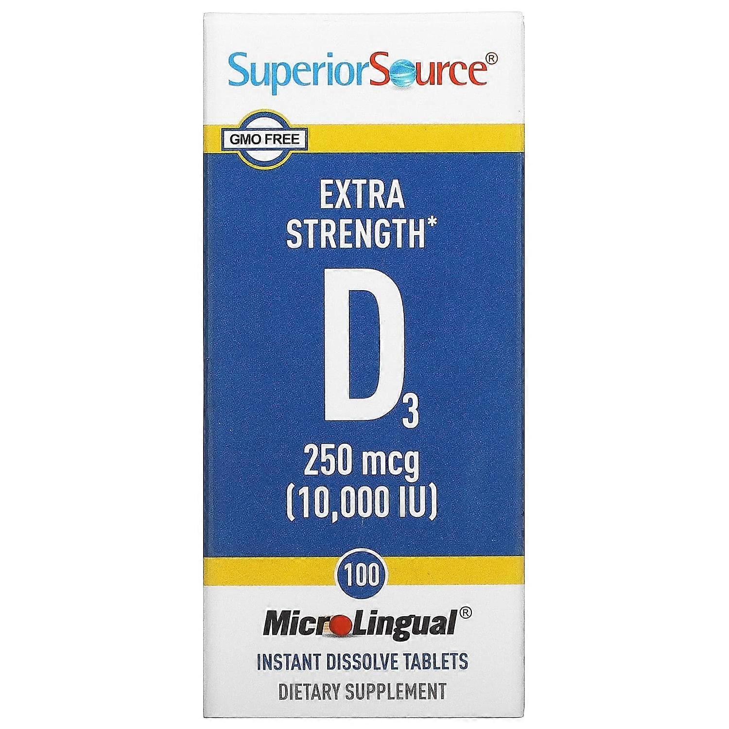 Superior Source, Extra Strength D3, 250 mcg (10,000 IU), 100 MicroLingual Instant Dissolve Tablets