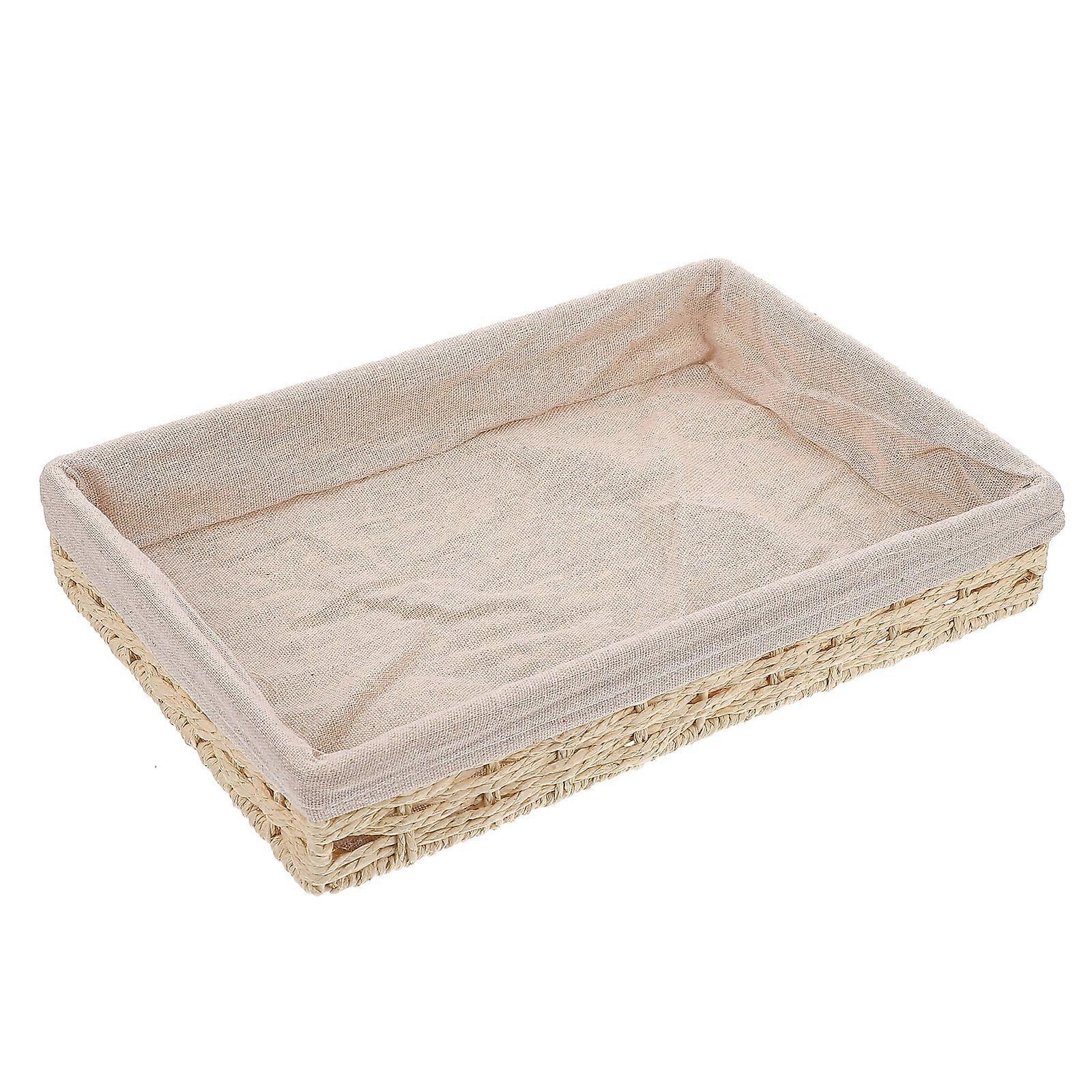 Desktop Storage Basket Made of Rattan for Organizing 8Pcs Beige