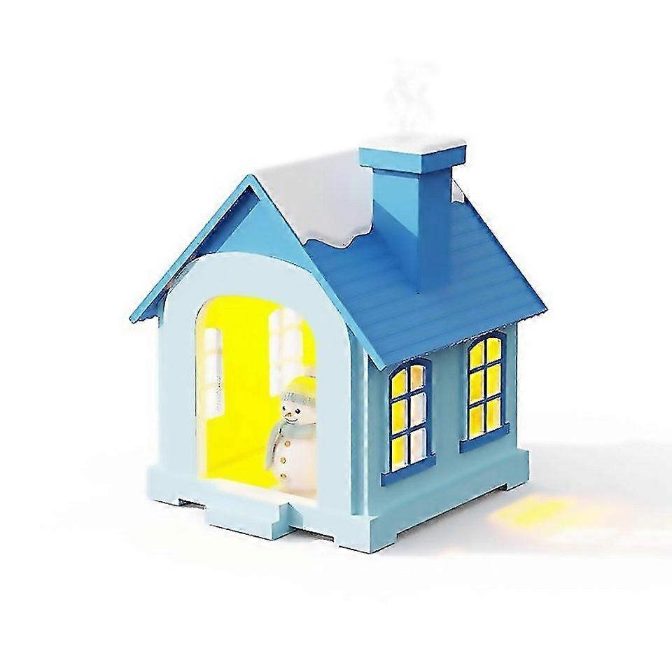 For 500ml Portable Mini Snow House Humidifier Usb Desktop Snowman Colorful Ambient Light Air Humidif