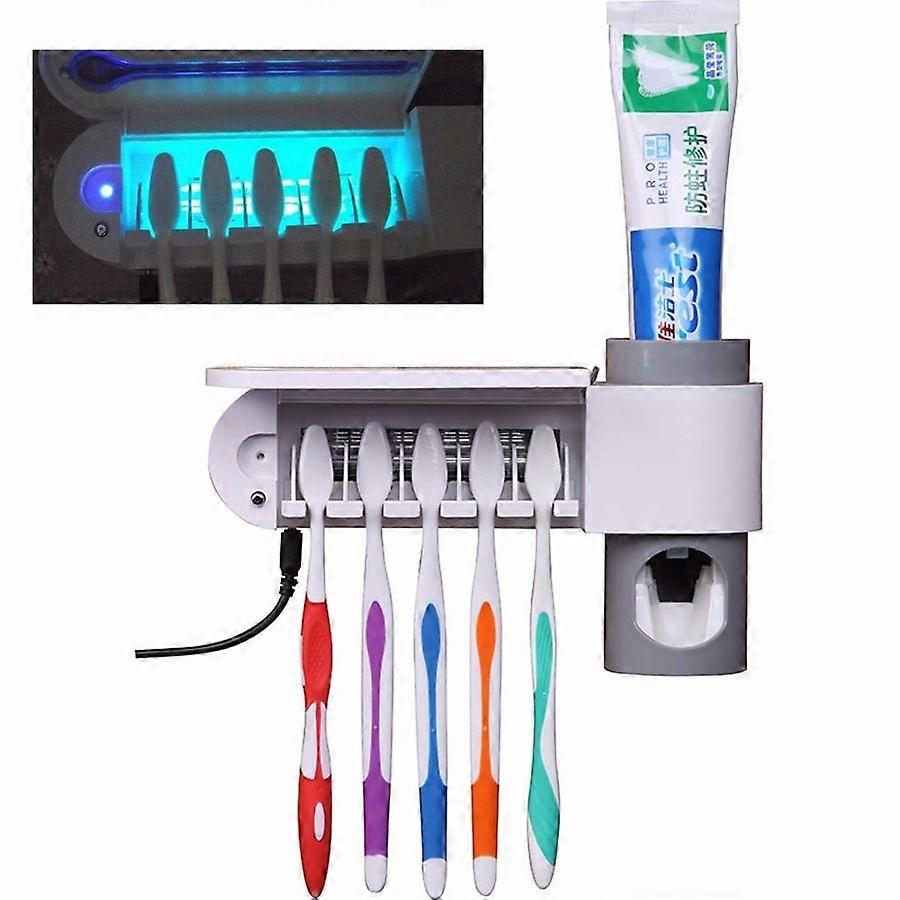 Automatic Toothpaste Dispenser Dental UV Ultraviolet Toothbrush Sterilizer Storage Holder