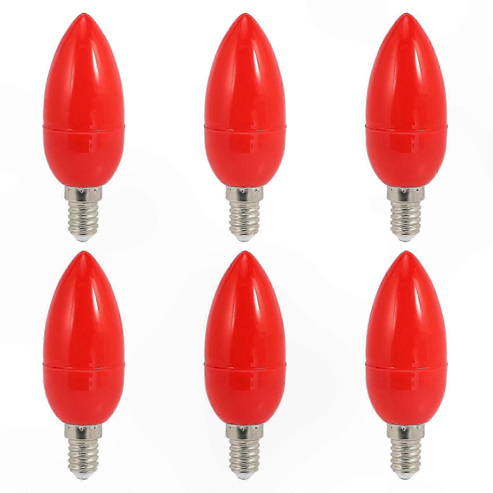 6X Red LED Candle Bulbs E14 Fortune God Lights Energy Saving