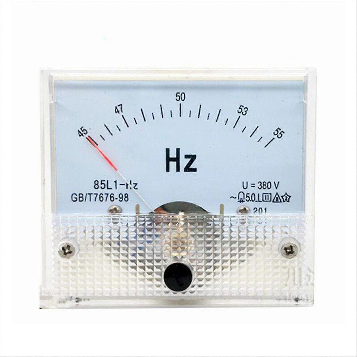 85L1-HZ Square Pointer Type AC 380V Analog Panel Frequency Meter Tester Gauge Hertz Indicator 45-55Hz 65x65mm