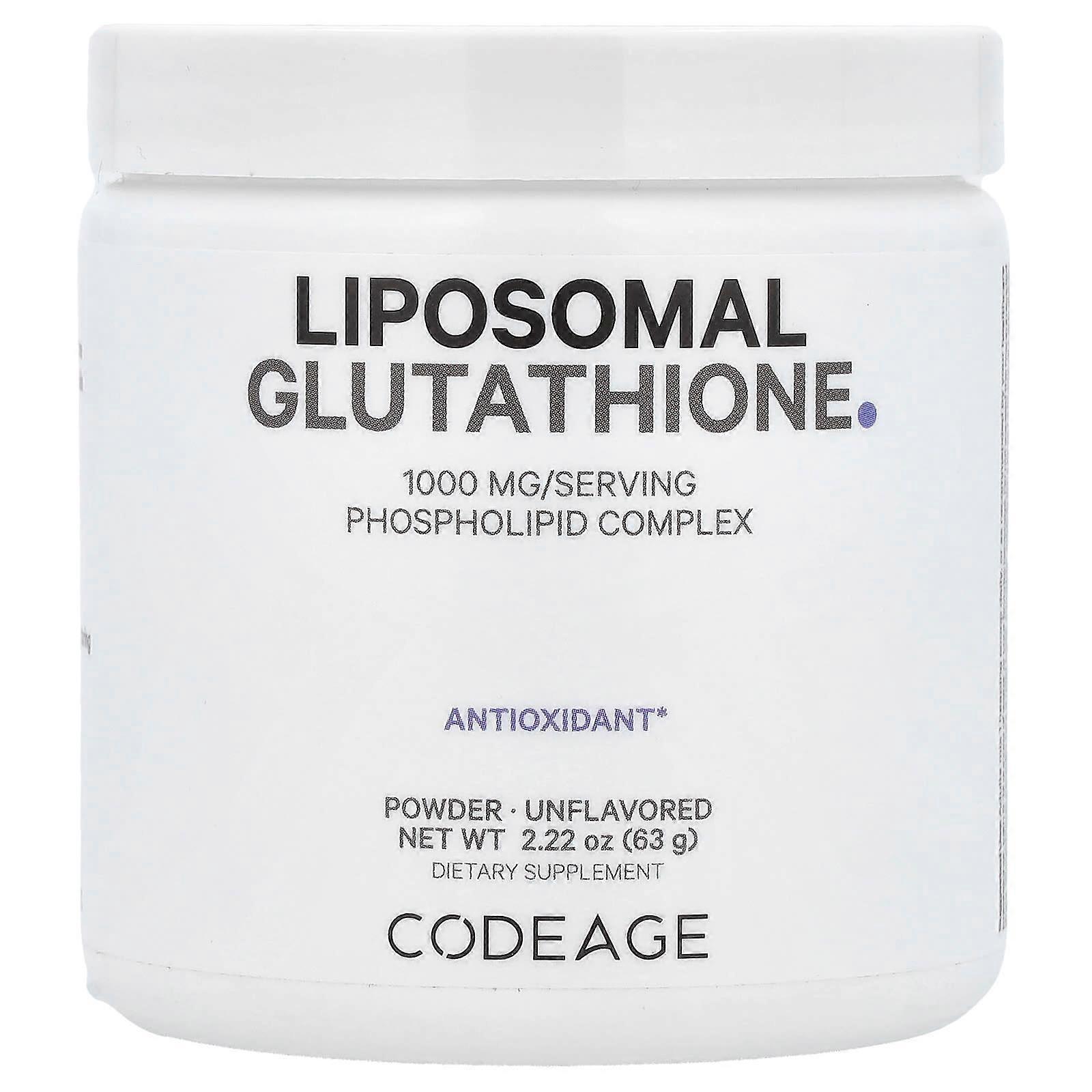 Pó de glutationa lipossomal, sem sabor, 63 g (2,22 oz)