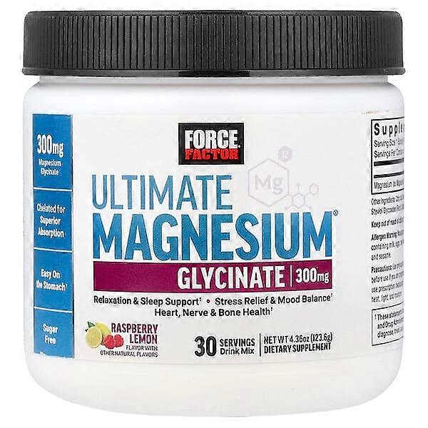 Force Factor, Ultimate Magnesium Glycinate Drink Mix, Raspberry Lemon, 4.36 oz (123.6 g)