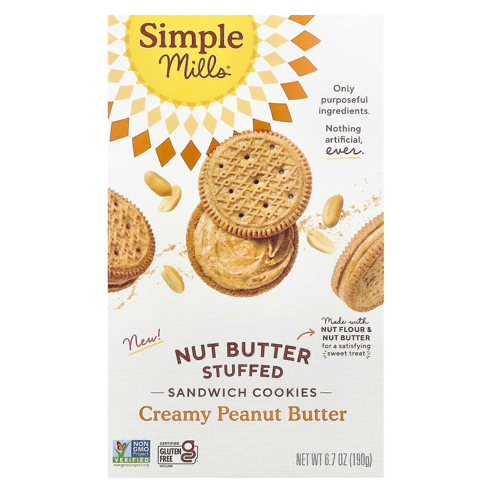Nut Butter Stuffed Sandwich Cookies, Creamy Peanut Butter, 6.7 oz (190 g)