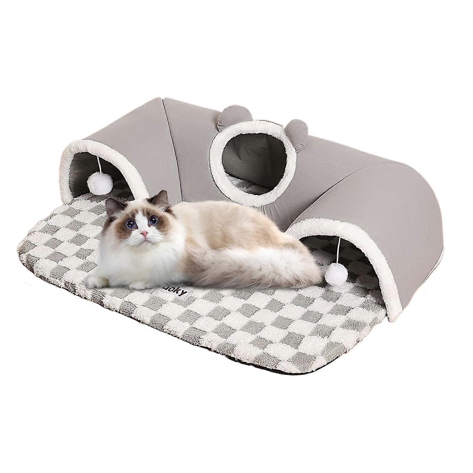Cat Play Tunnel 55x40 cm Sleeping Pad Bed For Small Animals Interactive Toy Nest Winter Enrichment 15 Jin