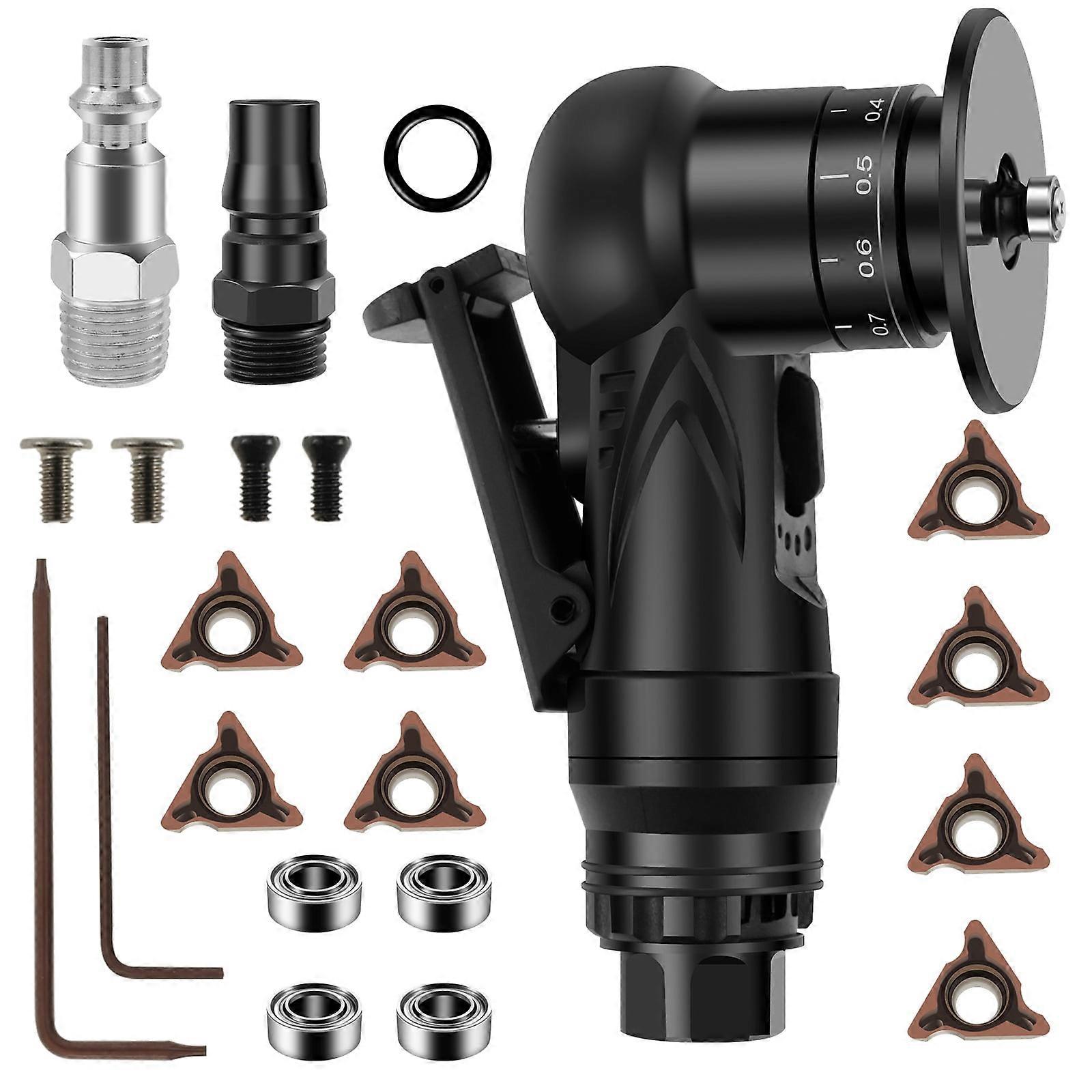 Mini Pneumatic Chamfering Machine 30000 RPM, Portable 45° Air Beveling Tool with 1/4" Inlet & Blades for Deburring