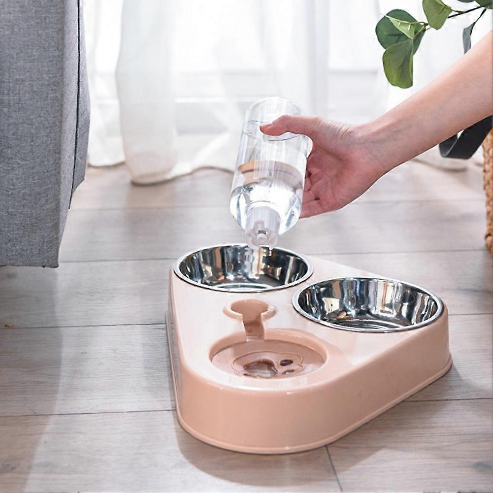 Pet Three Bowls Cat and Dog Rice Basin Anti-Overturning Automatic Drinking Water Cat Drinking Bowl Pet Products Blue