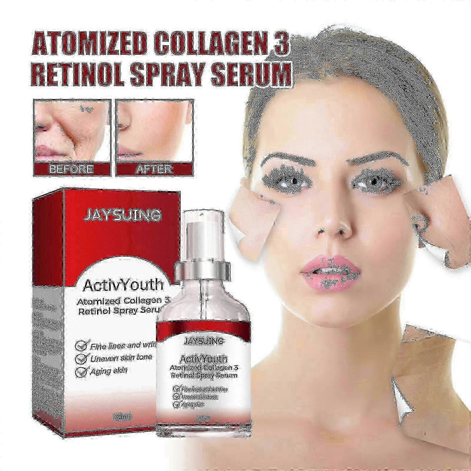 بخاخ Jaysuing Collagen Retinol Essence يتلاشى الخطوط الدقيقة ومضاد للشيخوخة ويرطب ويشد البشرة BF