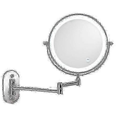 8 Inch Wall-mounted Double-sided Makeup Mirror Led Three-tone Light Bathroom Mirror