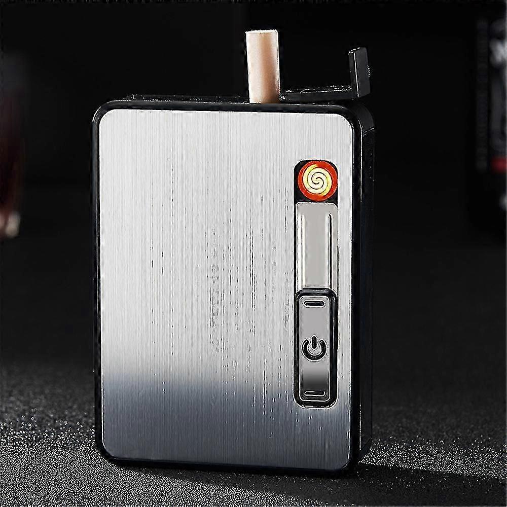 2-in-1 Automatic Rechargeable Cigarette Case Cigarette Lighter Flameless Lighter-MXBC