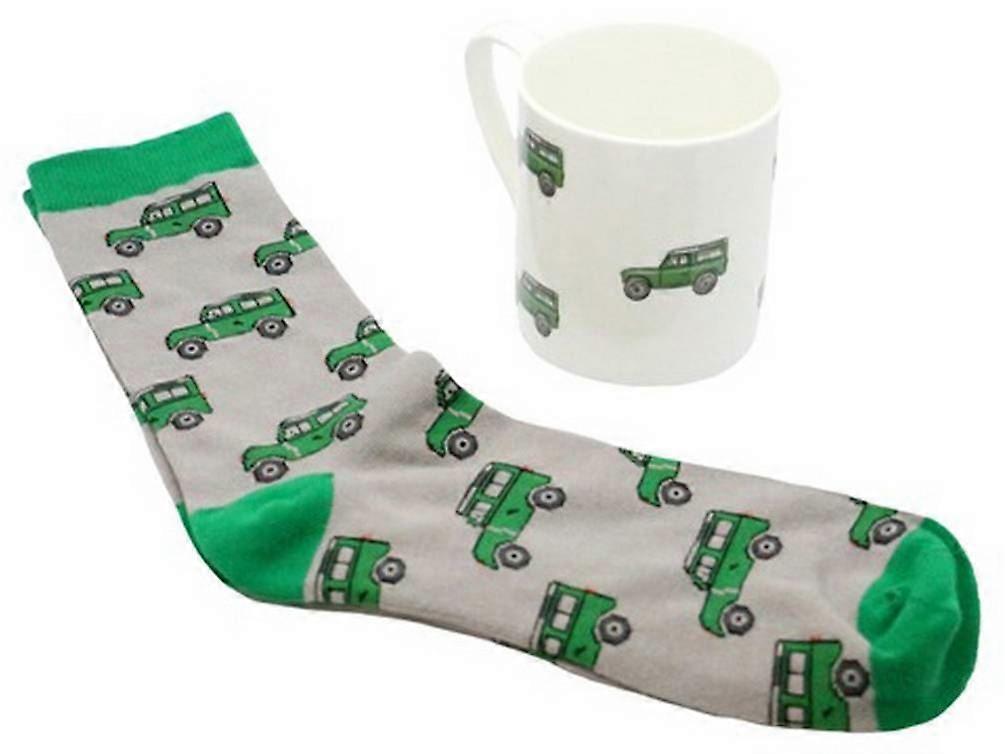 David Aster Land Vehicle Mug and Sock Set - White