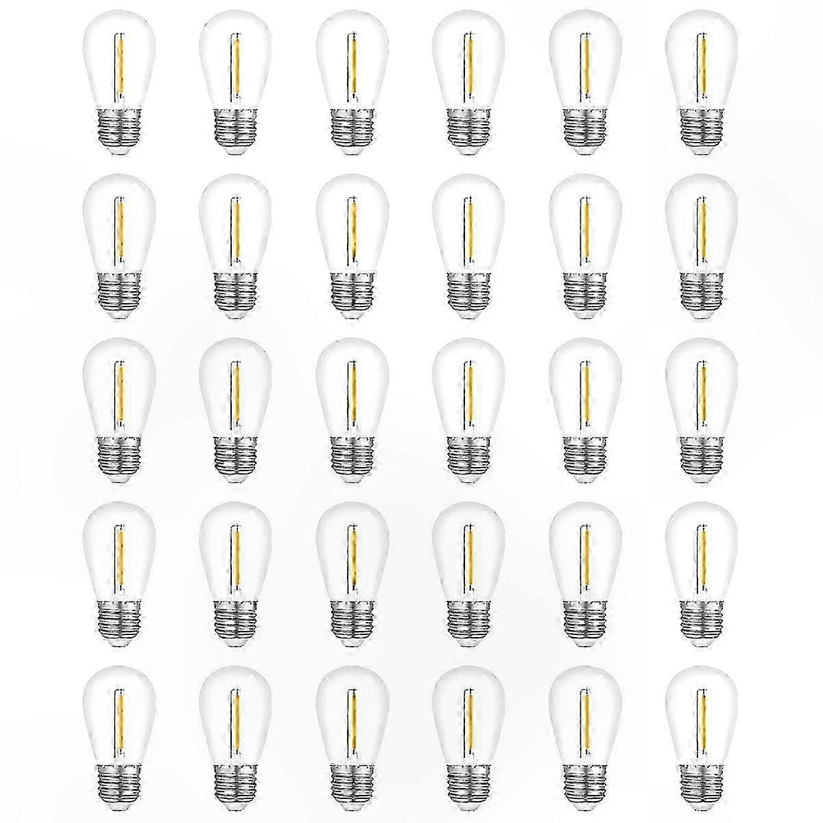 Warm White E26 S14 Bulbs, 30-Pack Outdoor Waterproof String Light Replacement