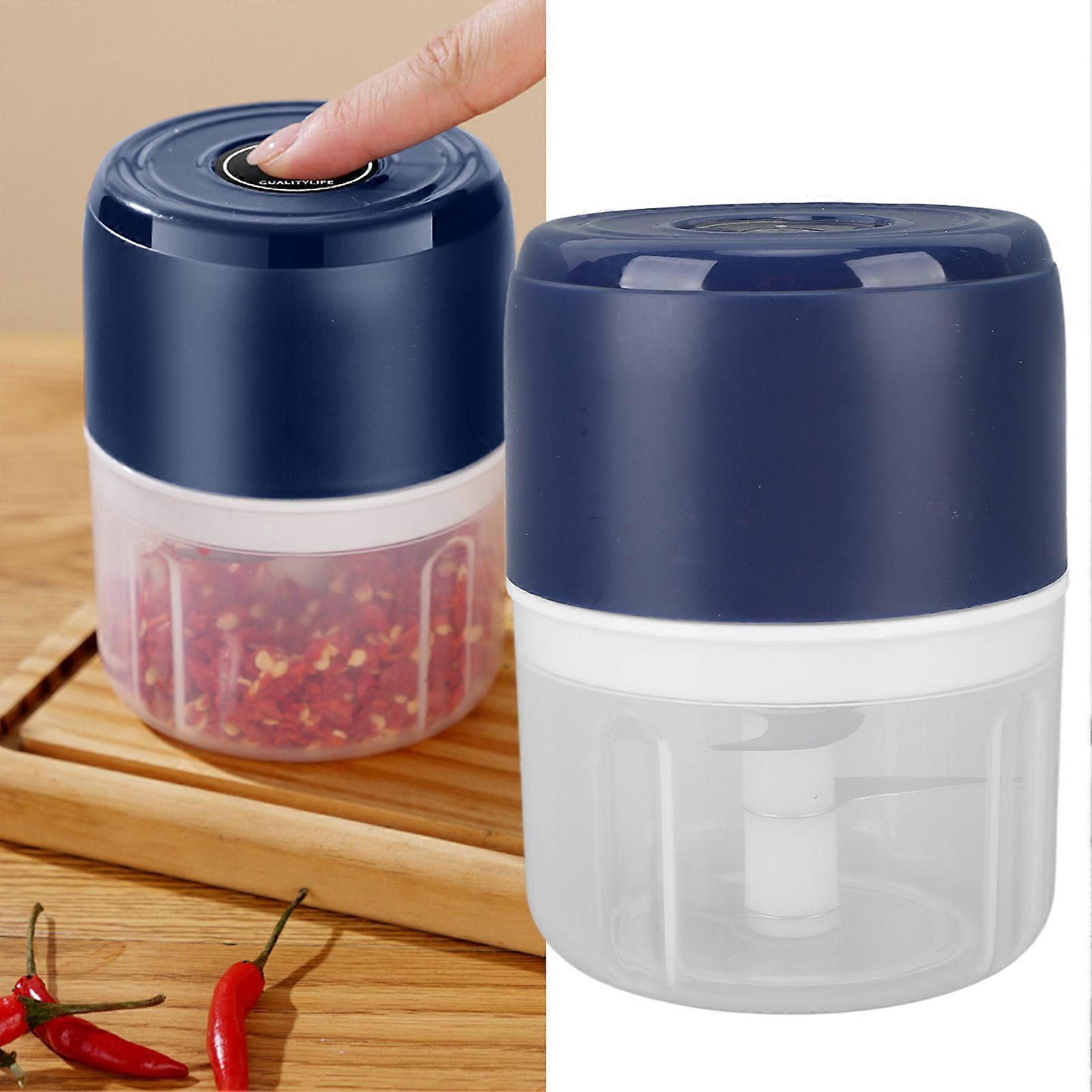 Electric Garlic Chopper Onion Mincer Portable Food Processor USB Charging for Vegetable Pepper Baby Food Seasoning 250ml Blue 