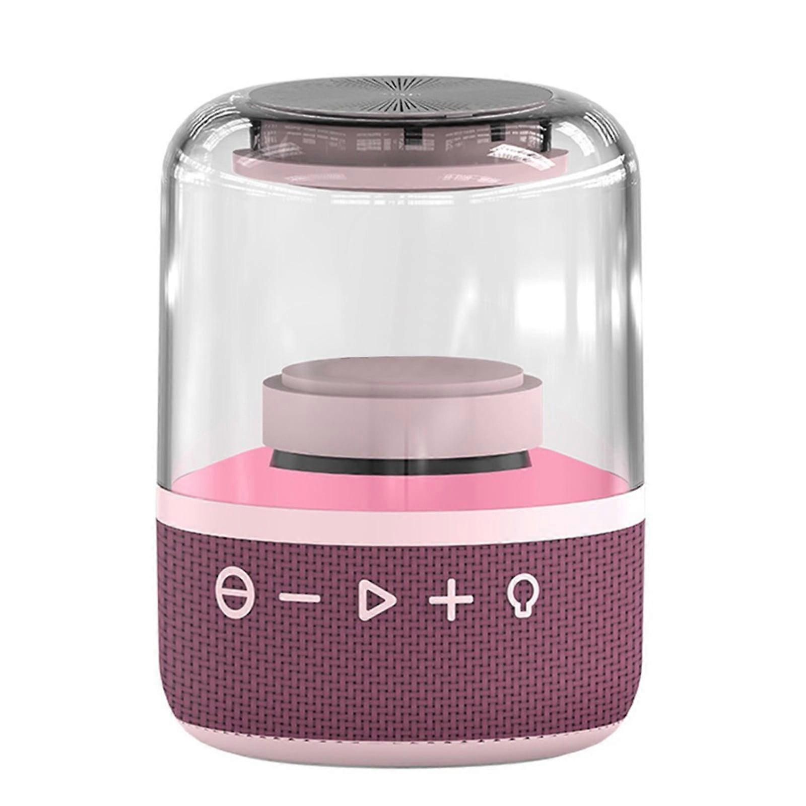 PAVEOS Transparent Colorful Light Effect Luminous Bluetooth Speaker, Wireless Glazed Audio with Ambient Light, Compatible with Pink-a, Outdoor Use