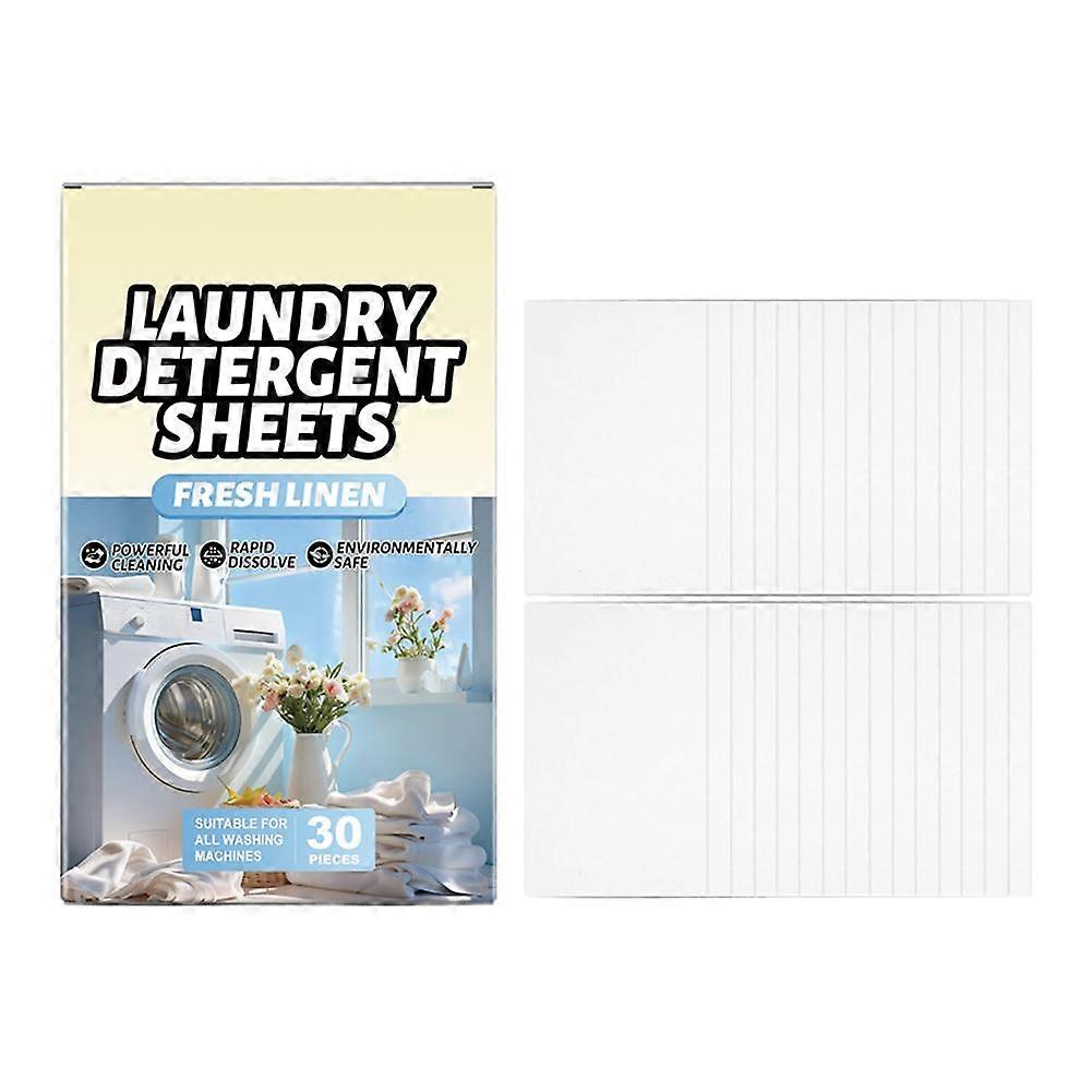 30-Pack Hypoallergenic Laundry Detergent Sheets for Stains and Odors Eco-Friendly Travel-Friendly No Residue