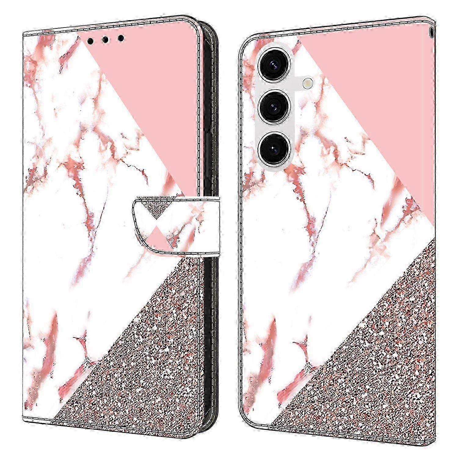 For Samsung Galaxy S25 Wallet Case Pattern Printing Stand Leather Flip Phone Cover - Triangular Marb