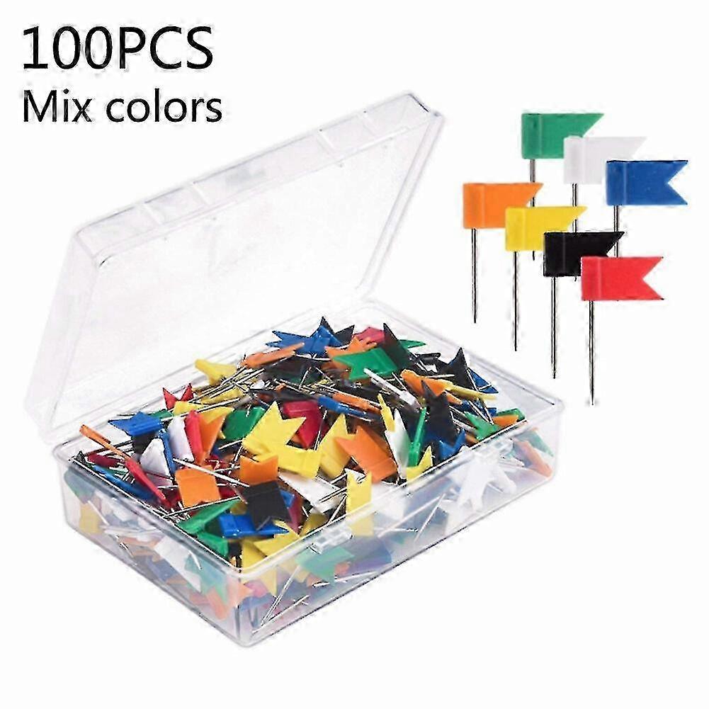 100 Pcs Flag Push Pins for Notice Board Maps - Markers & Thumbtacks