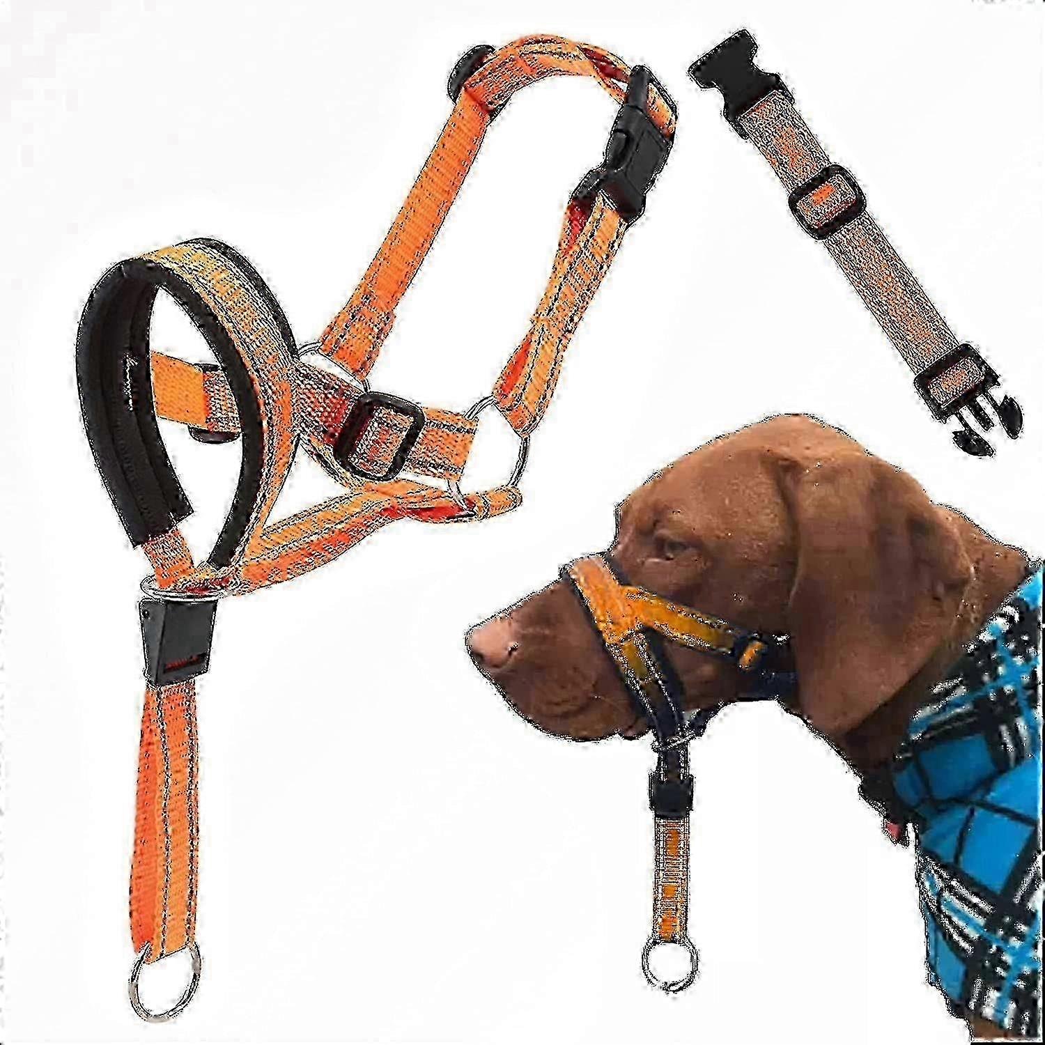 Dog Head Halter with Safety & Reflective Straps - Adjustable No-Pull Dog Collar