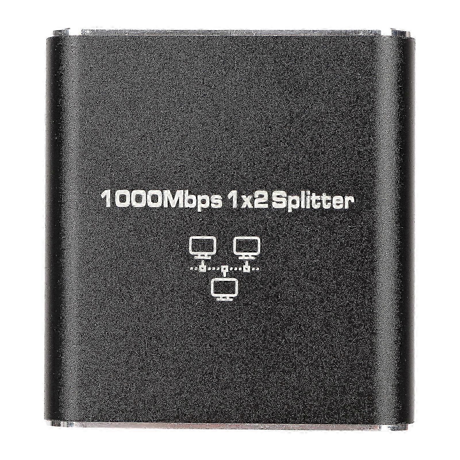 Ethernet Splitter RJ45 Network Port 1 to 2 Port Aluminum Alloy Gigabit Network Switch 1000Mbps