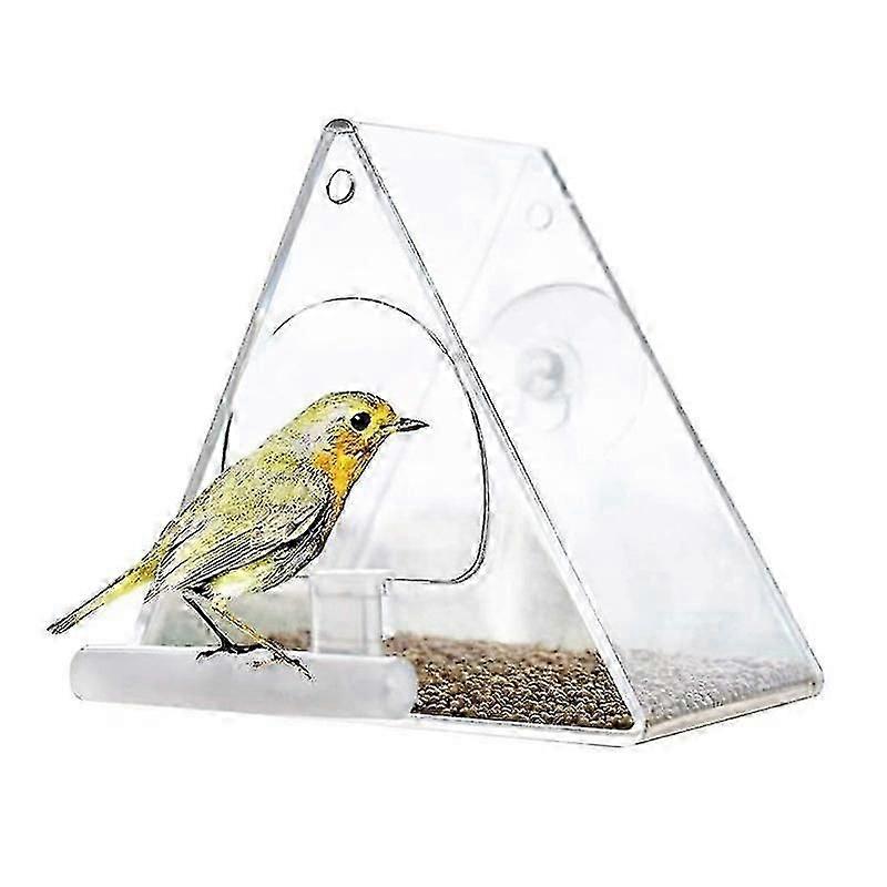 For 2024 Bird Feeder With Window - Clear - With Metal Chain And Suction Cups - Feeder For Small To Medium Birds for Attracting Wildlife