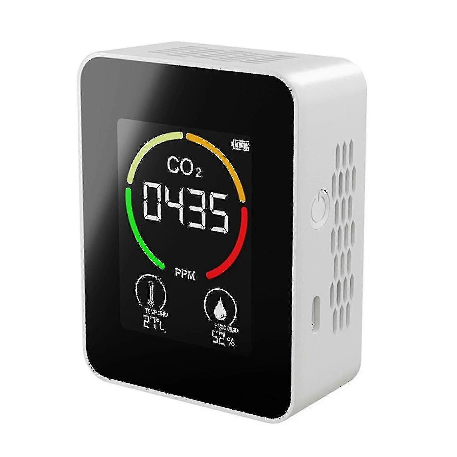 CO2-monitor för växthusjordbruk, luftkvalitet koldioxiddetektor med digital display, vit