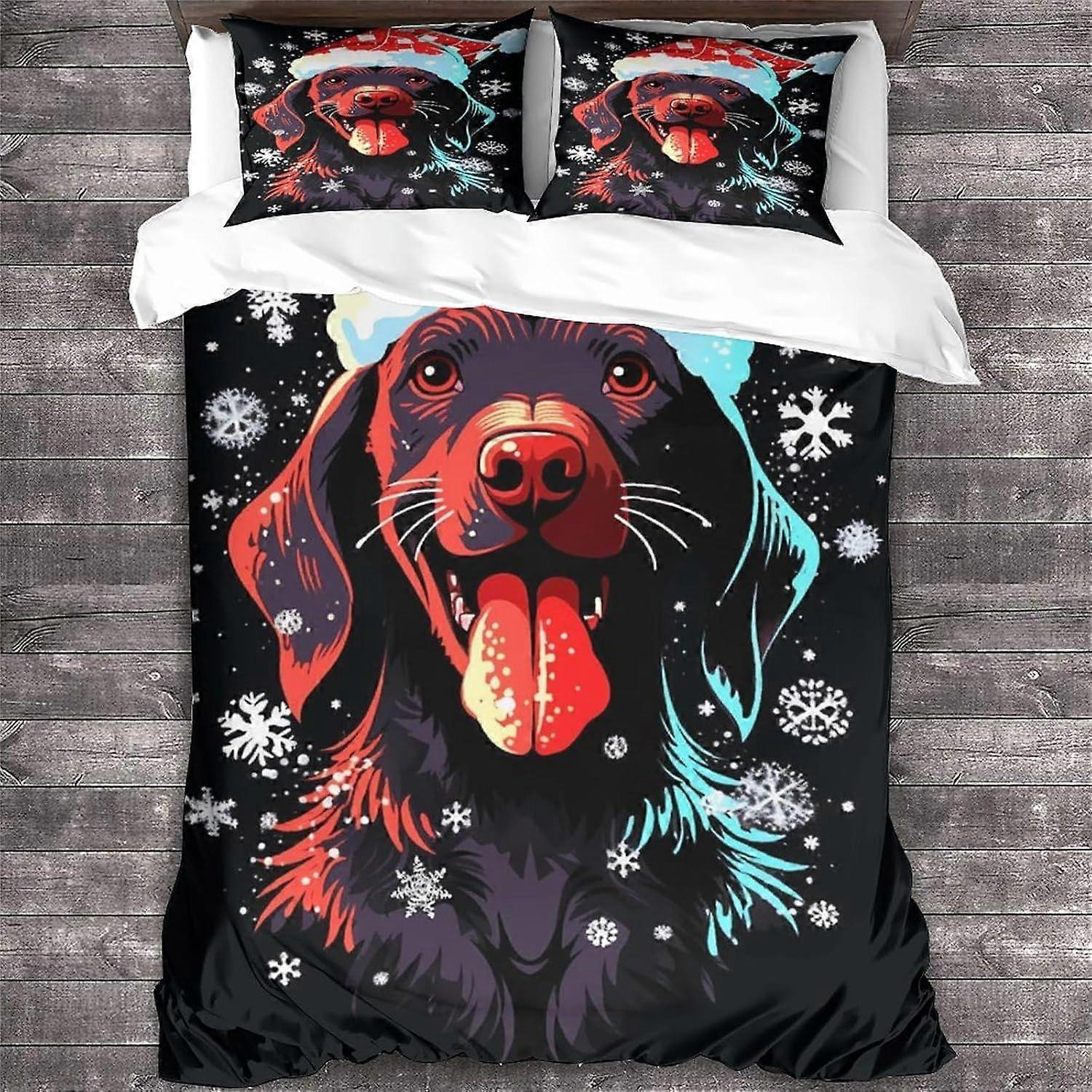 LikeEj Pes Povlečení Sada 3D Vánoční Vzor Tisk Povlečení Přikrývka Přikrývka Povlak Sada, Měkké mikrovlákno Zvíře Přikrývka Kryt Double
