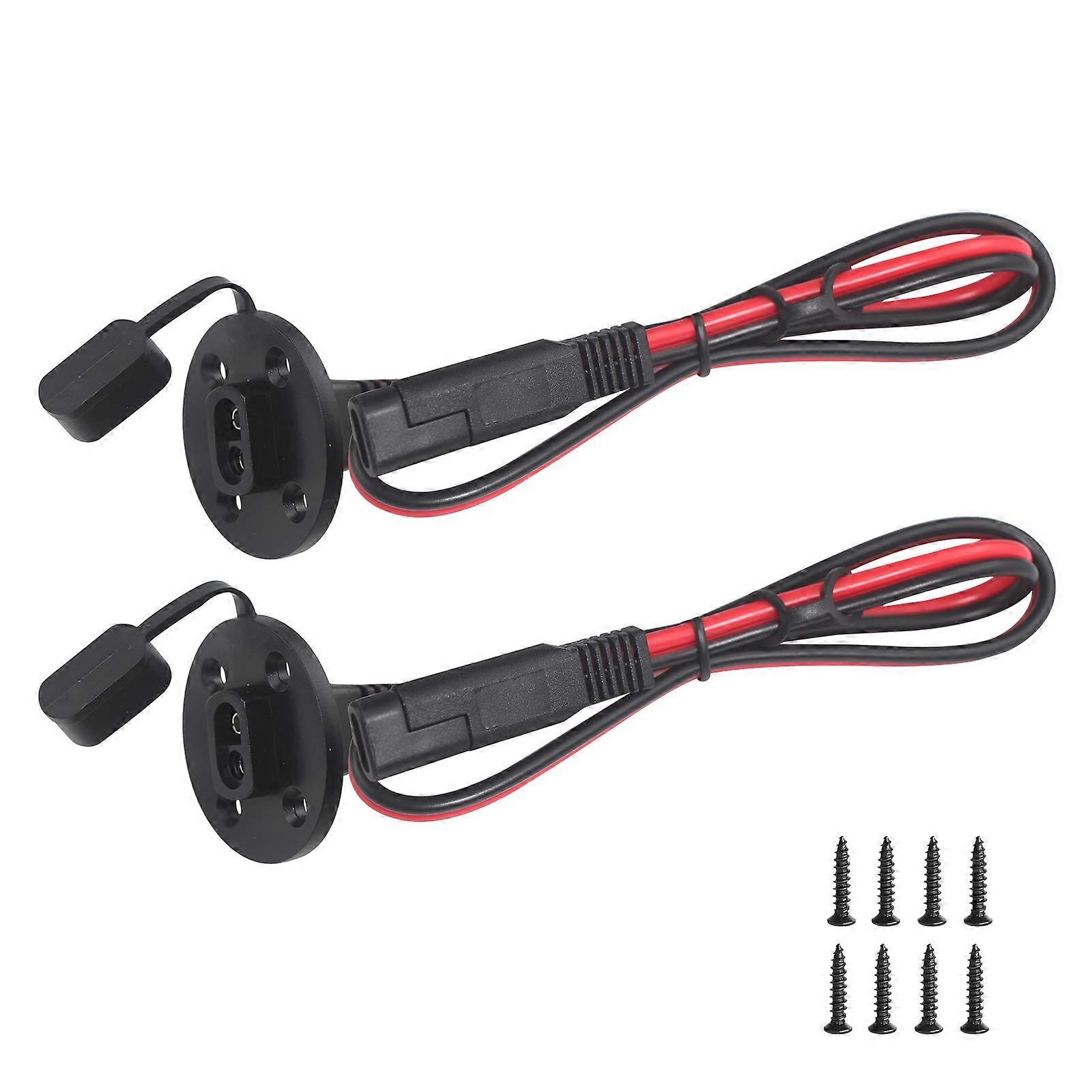 SAE Socket Sidewall Port with Quick Disconnect, Flush Mount Connector for Solar Panel Generator Battery Charger, 2FT Cable with 8 Screws