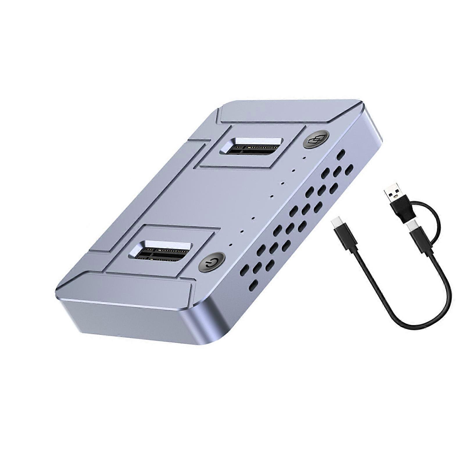 M.2 NVMe Cloning Dock Double Bay Drive 20Gbps USB3.2 Aluminum Enclosure Case with Offline Cloning Multicolor