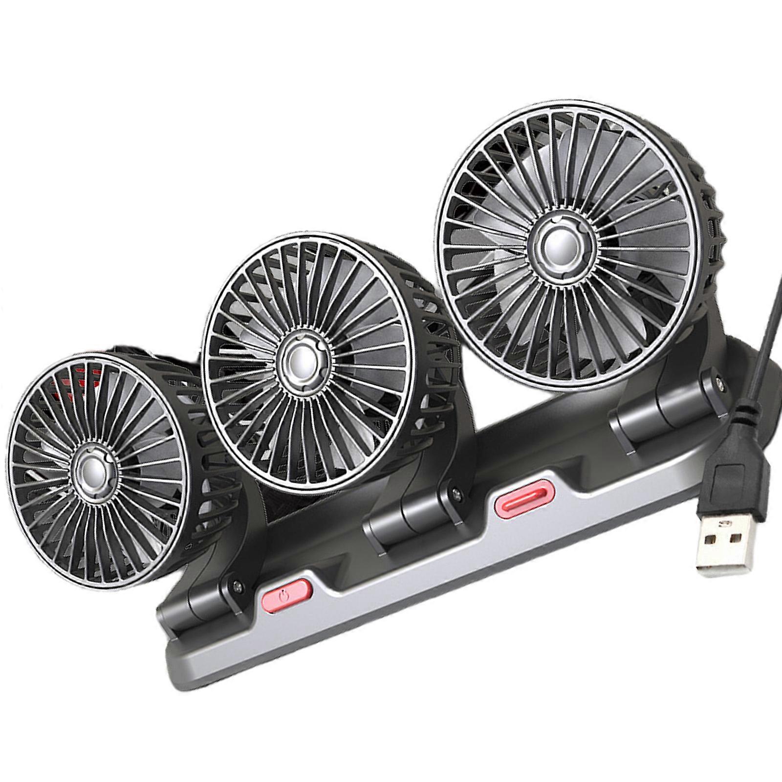 Air Ventilation Fan with Phone Number Plate 3 Head Dashboard Cooling Fan 360 Degree Rotating 2 Speed Adjustable for SUV Multicolor