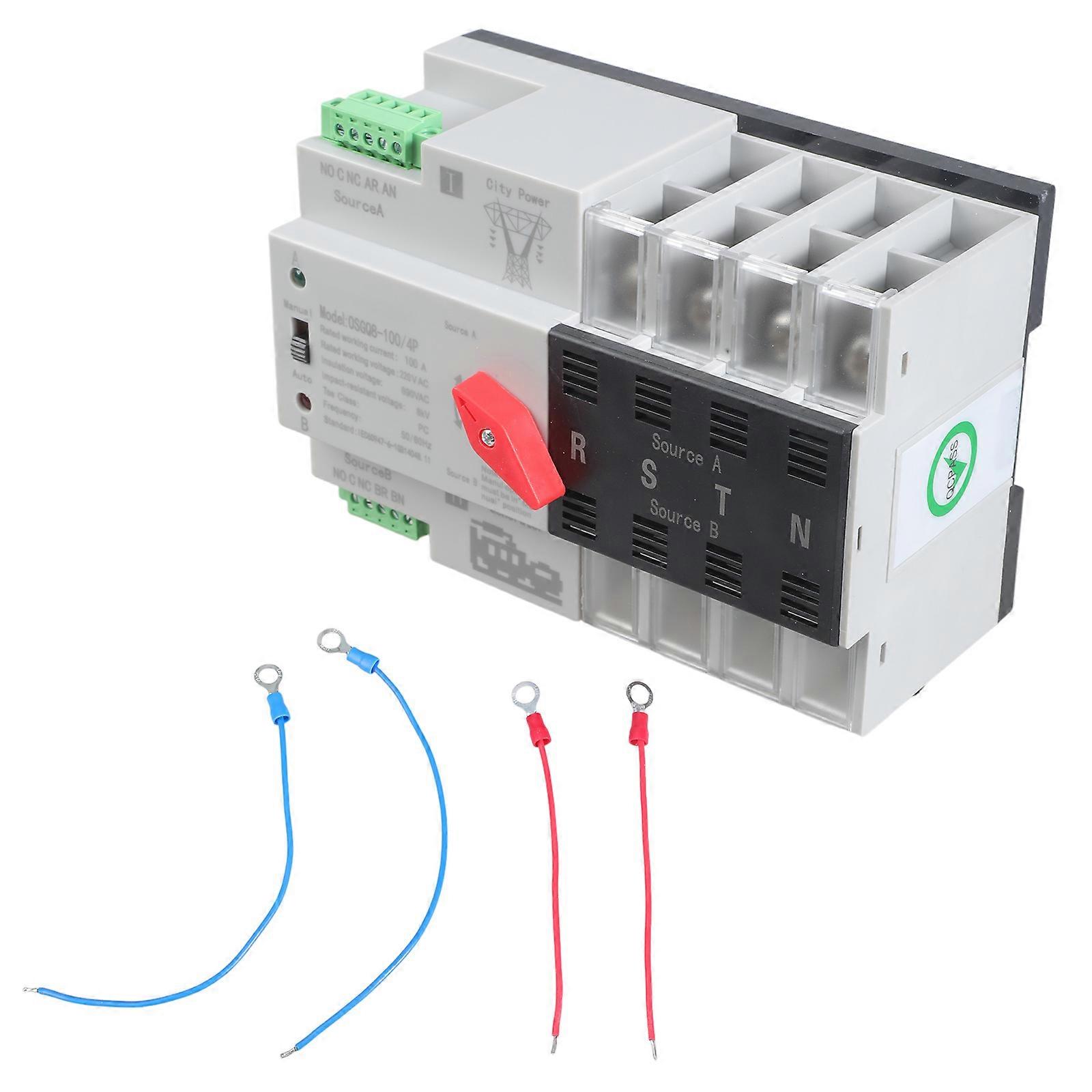 100A 4Pole Automatic Power Transfer Switches Small  Din Rail Installation 110v/220v/220V Option for Home Industrial Generators Multicolor