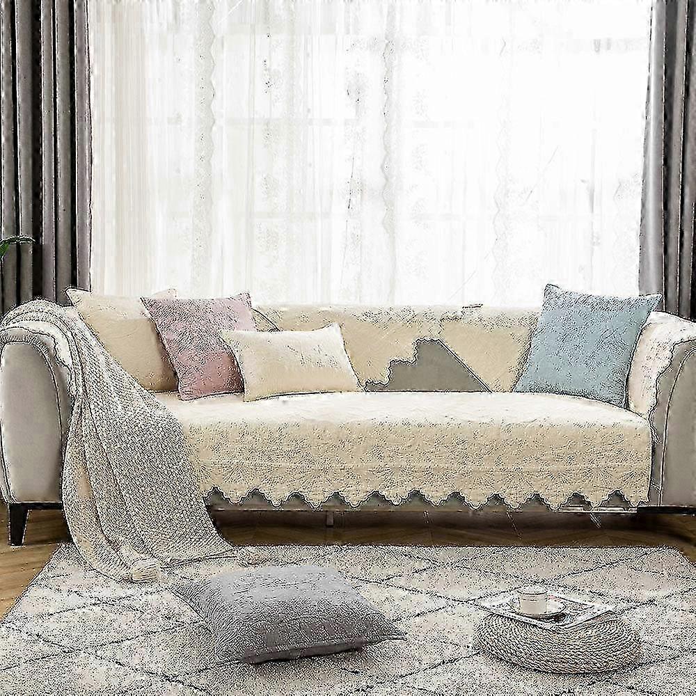 w Nordic Simple Solid Color Sofa Cushion Four Seasons Pure Cotton Fabric Non-slip Cushion Winter Universal Modern Sofa Cover Towel