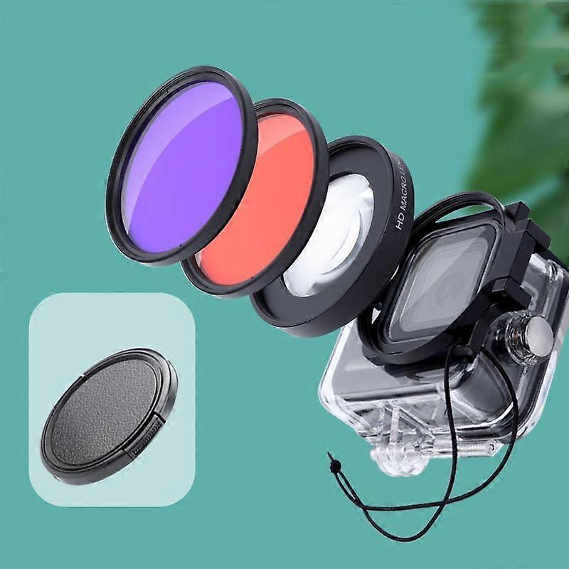 16X Macro Lens Red/Purple Filter Dive Case for GoPro HERO8