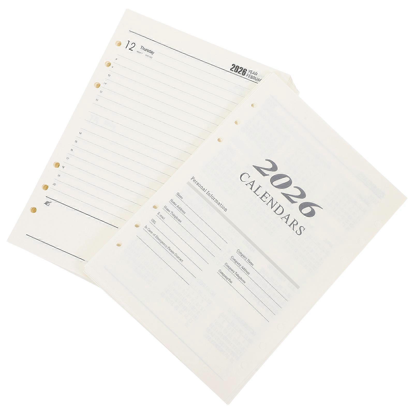 2026 Calendar Inserts Loose Leaf Paper A5 Daily Agenda For Professional Use 1 Set