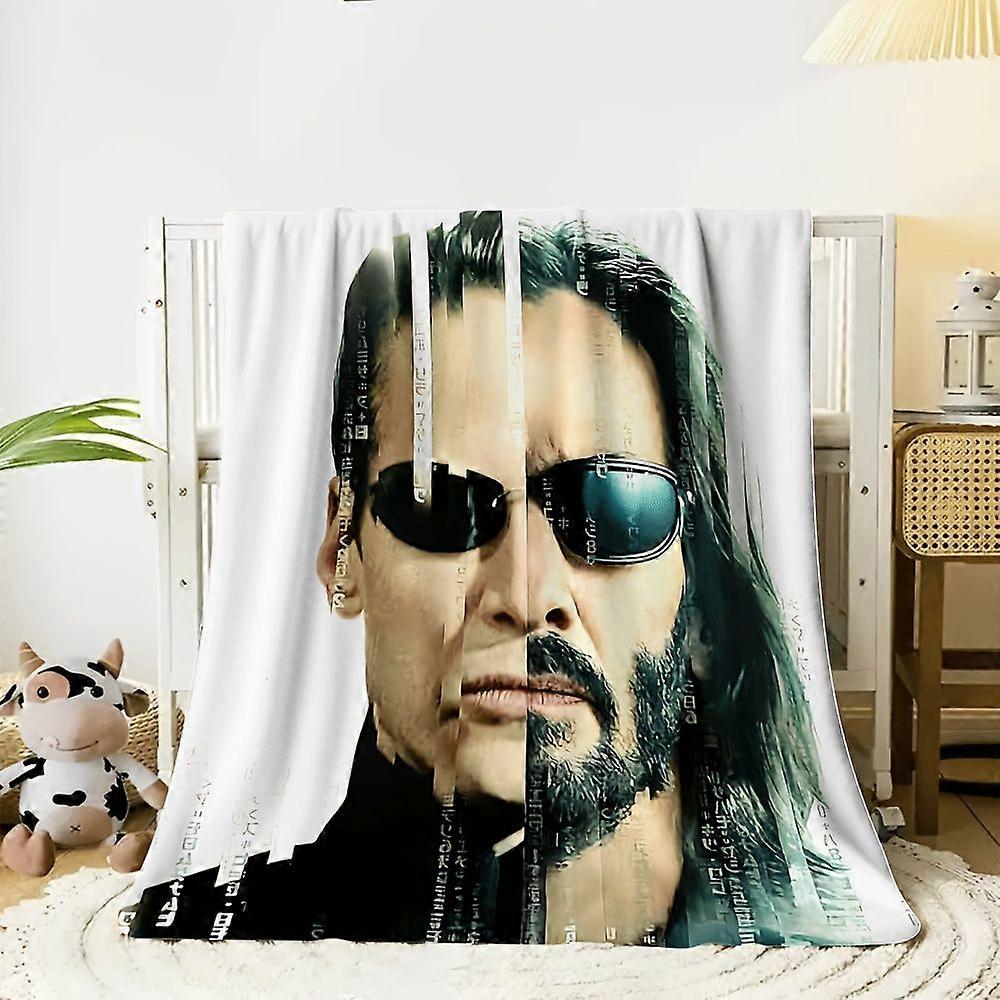 1pc Matrix Movie Blanket - Neo & Agent Dual-Sided Design, Soft Smooth Flannel All-Season Throw for Couch, Travel, Hallow-PLAQJ268