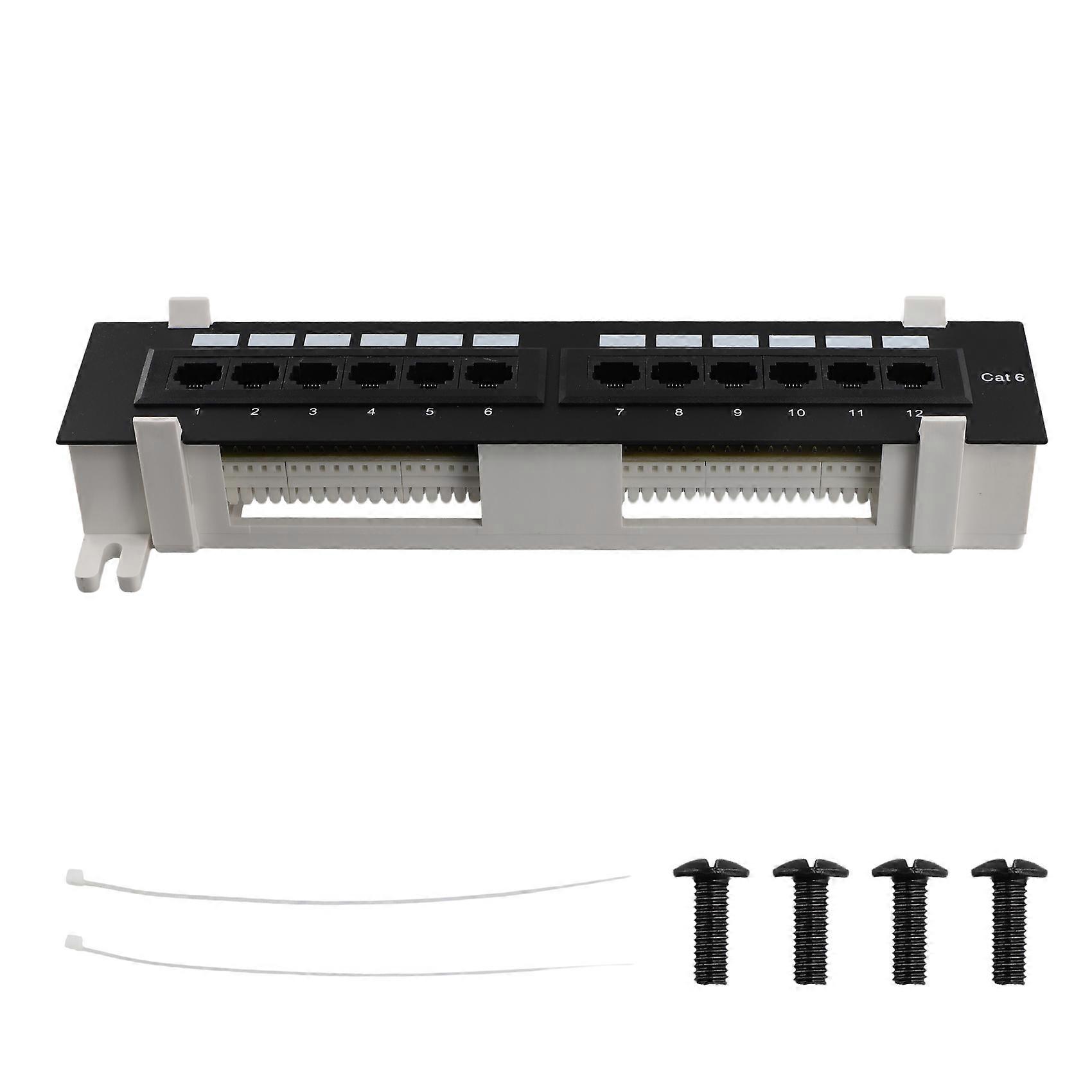 Network Tool Kit 12 Port CAT6 Patch Panel RJ45 Networking Wall Mount Rack with Surface Wall Mount Bracket