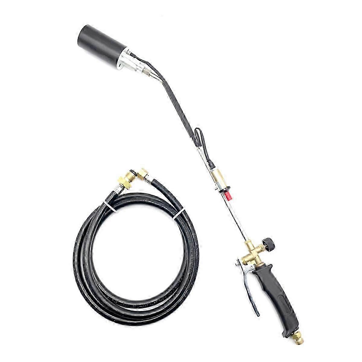 Portable propane torch for garden weed burning and flame adjustment