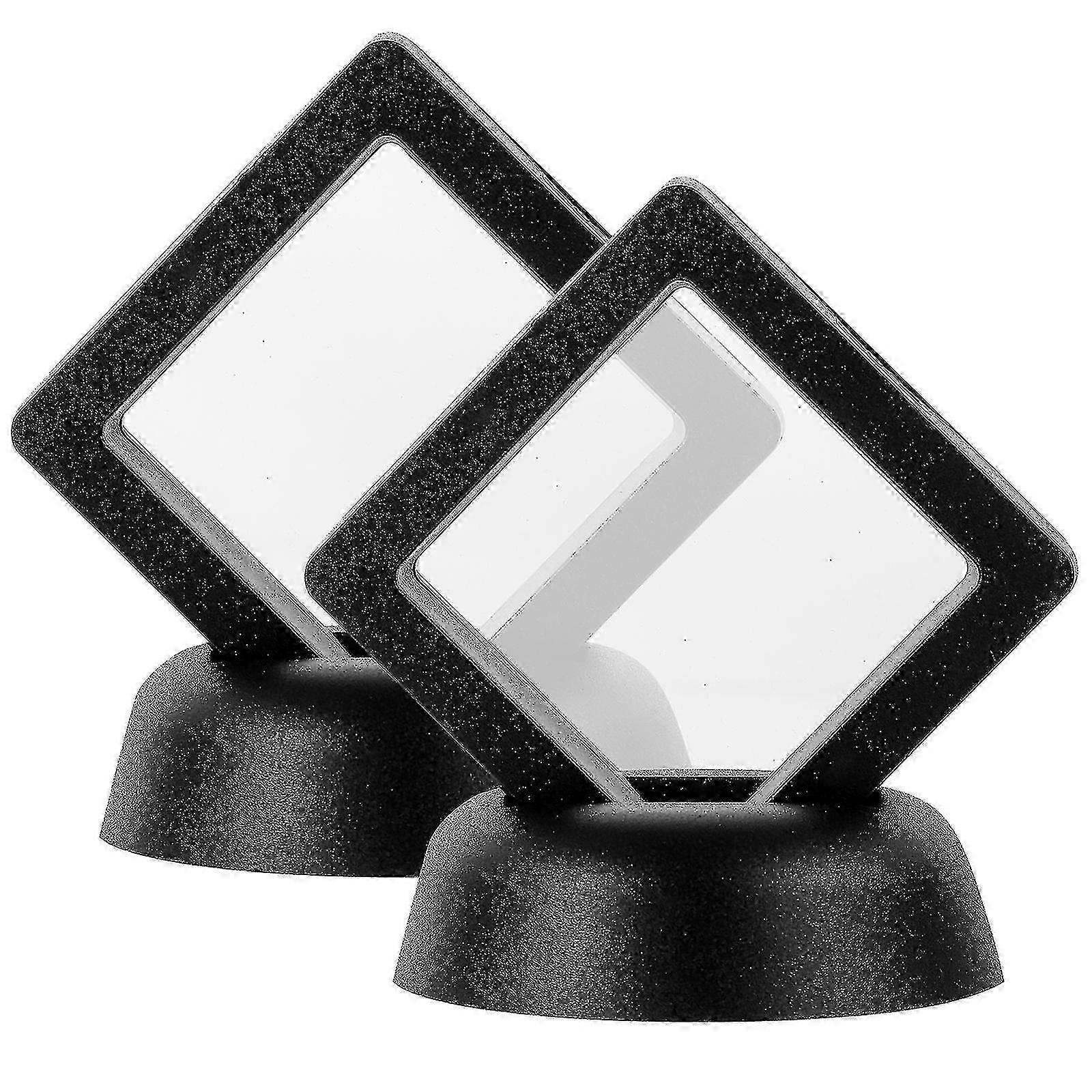 2 Pcs Clear Display Box & Stand for Medals, Coins - 3D Floating Frame Design