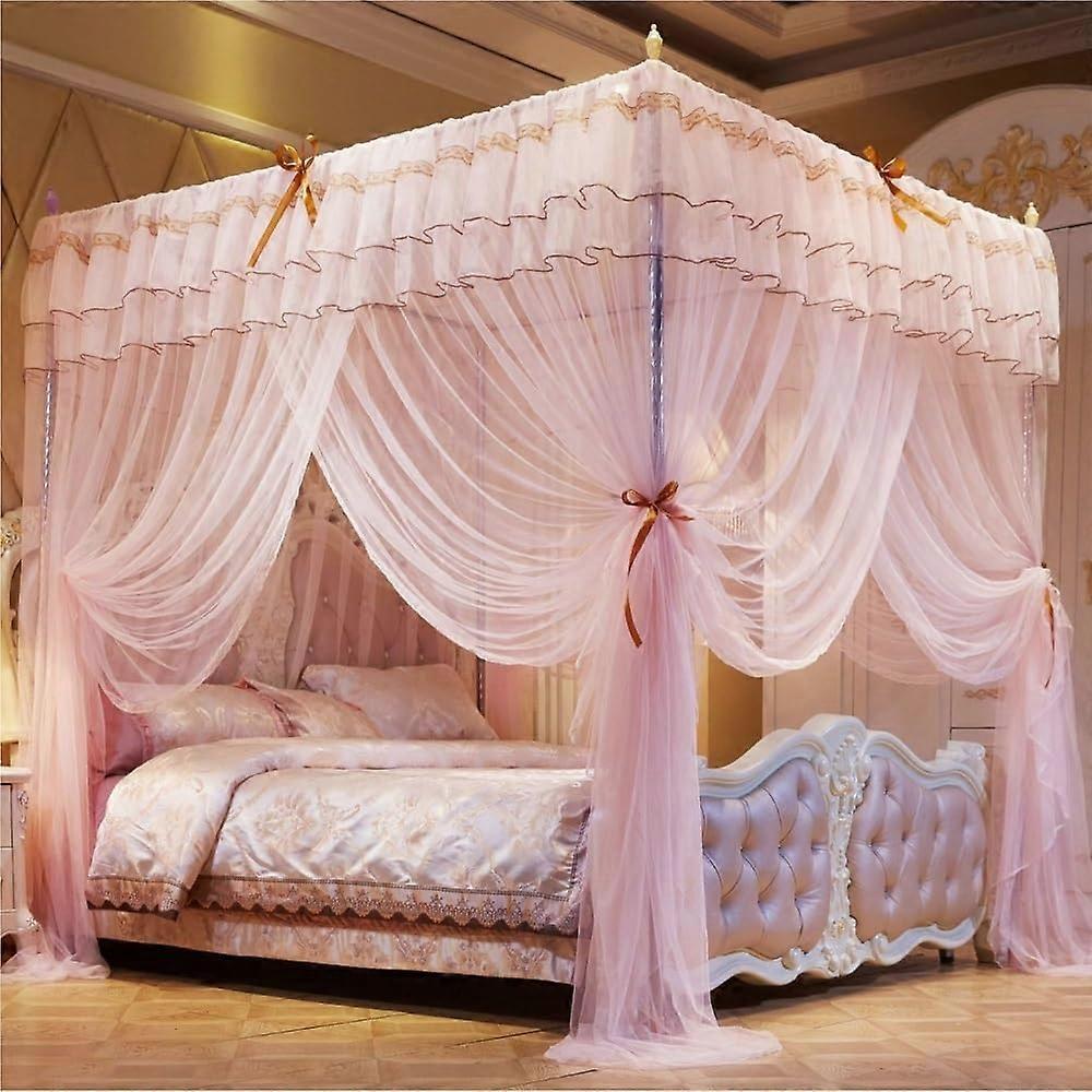 Mosquito Net Bed Canopy with Durable Steel Frame Lace Curtains for Full Coverage Insect Protection