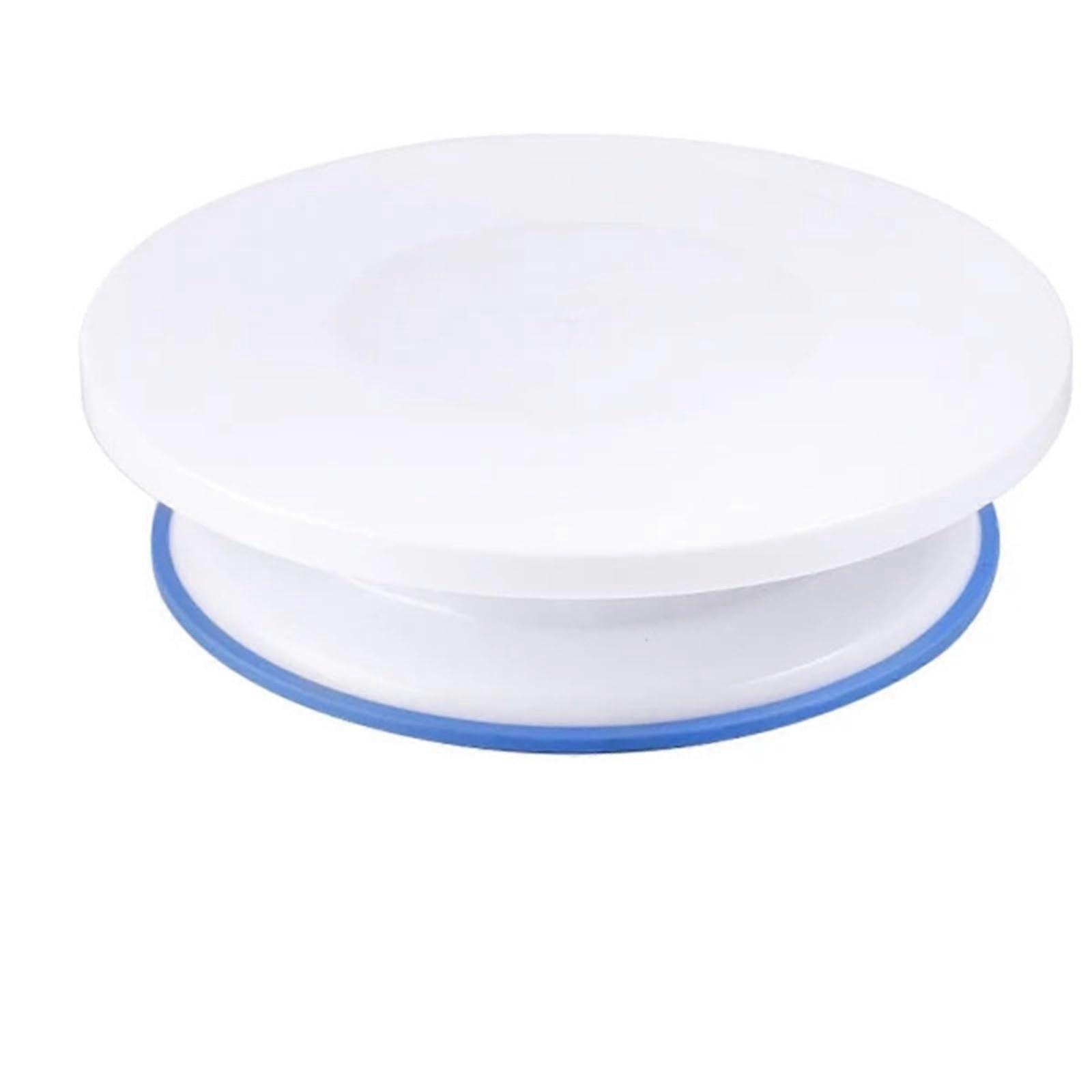 2pcs Rotating Cake Turntable with Smooth 360° Rotation NonSlip Base for Baking and Decorating White Blue