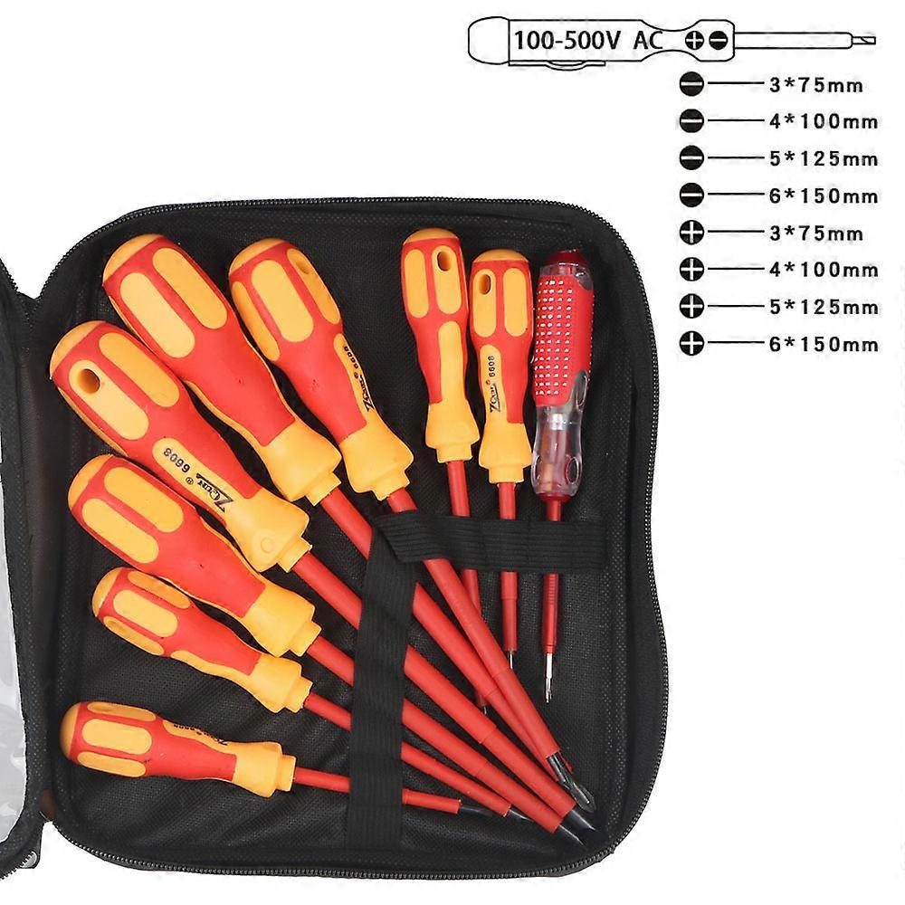 Magnetic Screwdriver Set - Insulated Phillips & Slotted Bits Multifunctional Hand Tools for Electricians
