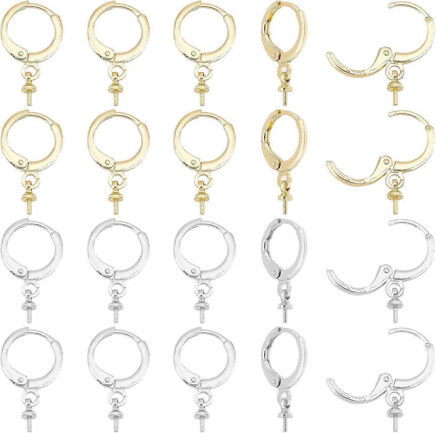24Pcs 2 Colors Brass Beading Hoop Earrings Finding Simple Loop Earring Findings Open Earring Beading Hoop for Jewelry Making DIY Crafts