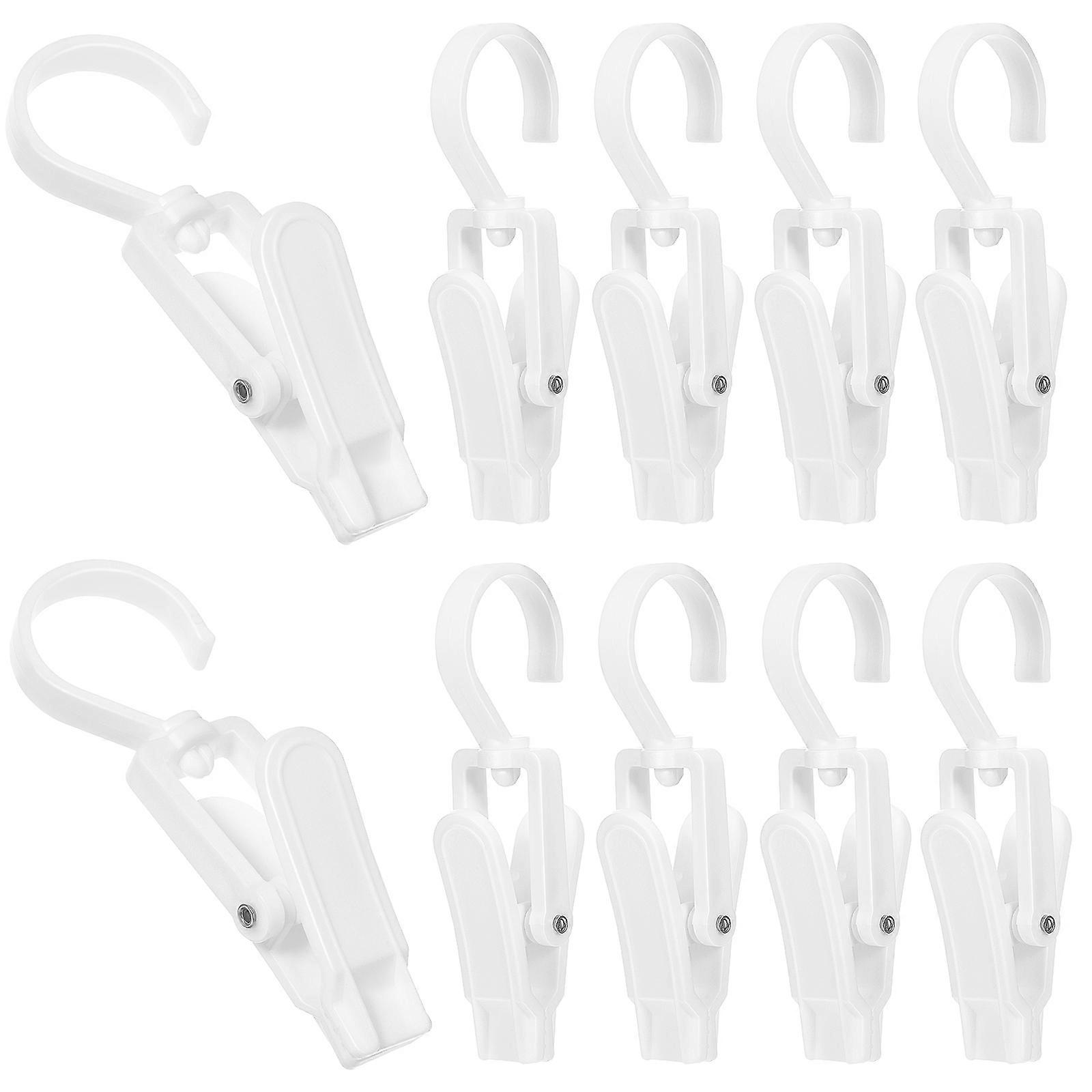 Swivel Hook Laundry Clips for Hanging Clothes 10Pcs White Plastic