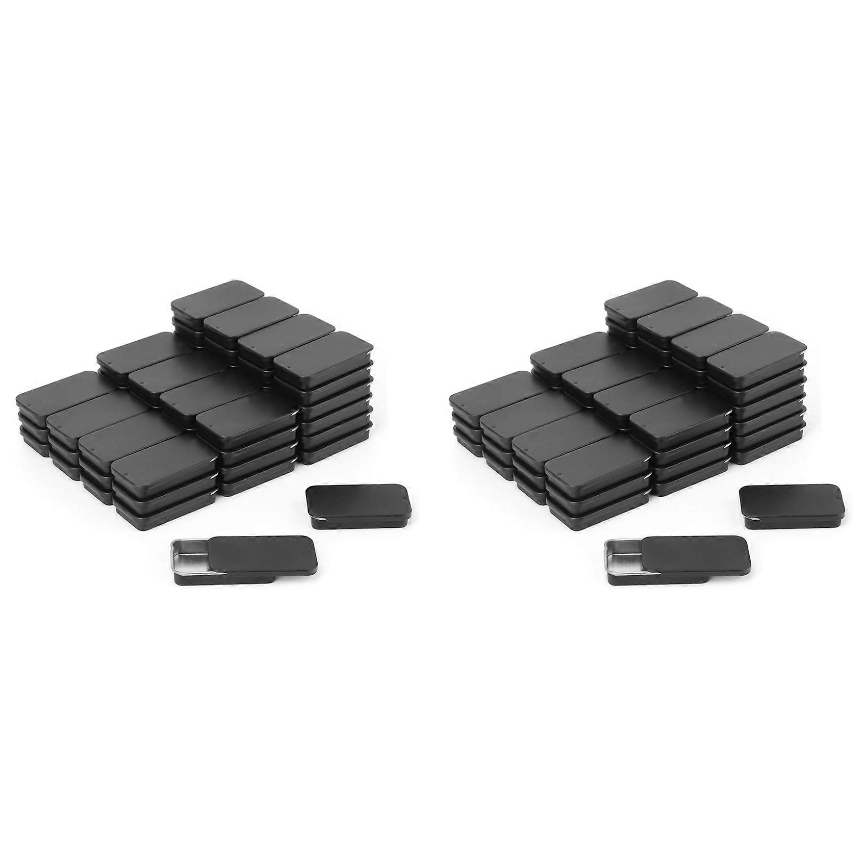 120 Pack Black Mini Rectangular Metal Tins Boxes with Sliding Lids, Small Empty Slide Top Metal Tin