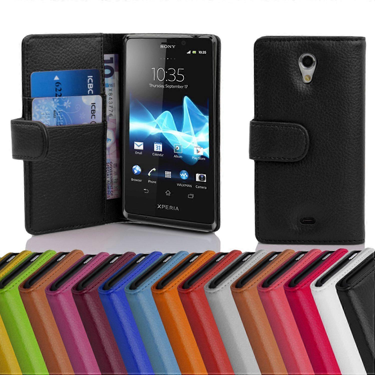 Case for Sony Xperia T Foldable phone case - Cover - with stand function and card compartment